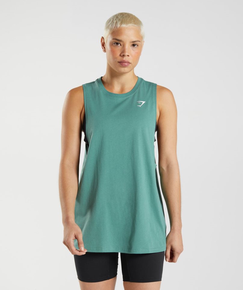 Women\'s Gymshark Training Drop Arm Tanks Green | CA 857N61